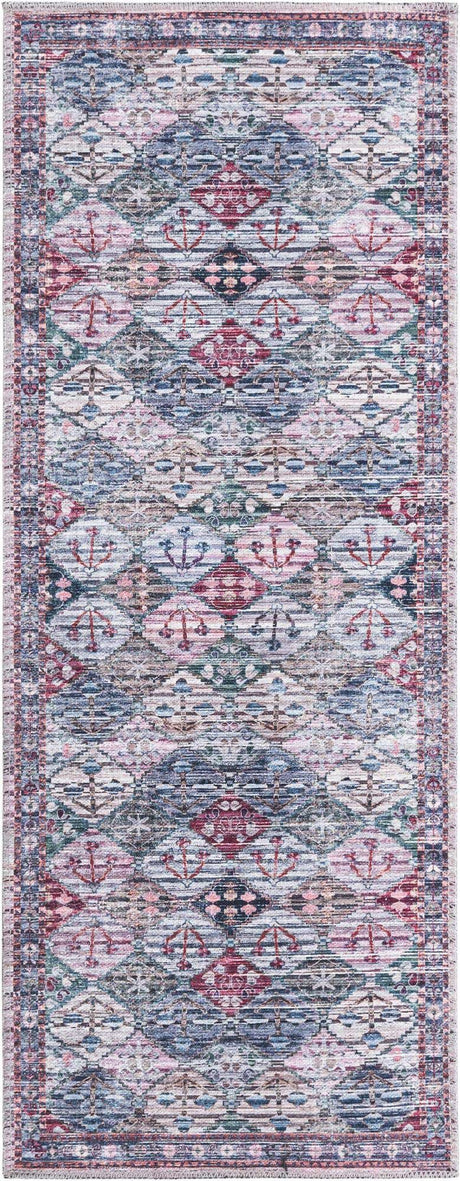 Washable Multicolor 2' x 5' Mangata Runner Area Rug Easy to Clean Stain Resistant & Durable Chenille Traditional Vintage Distressed Carpet for Sale at Rug Engine
