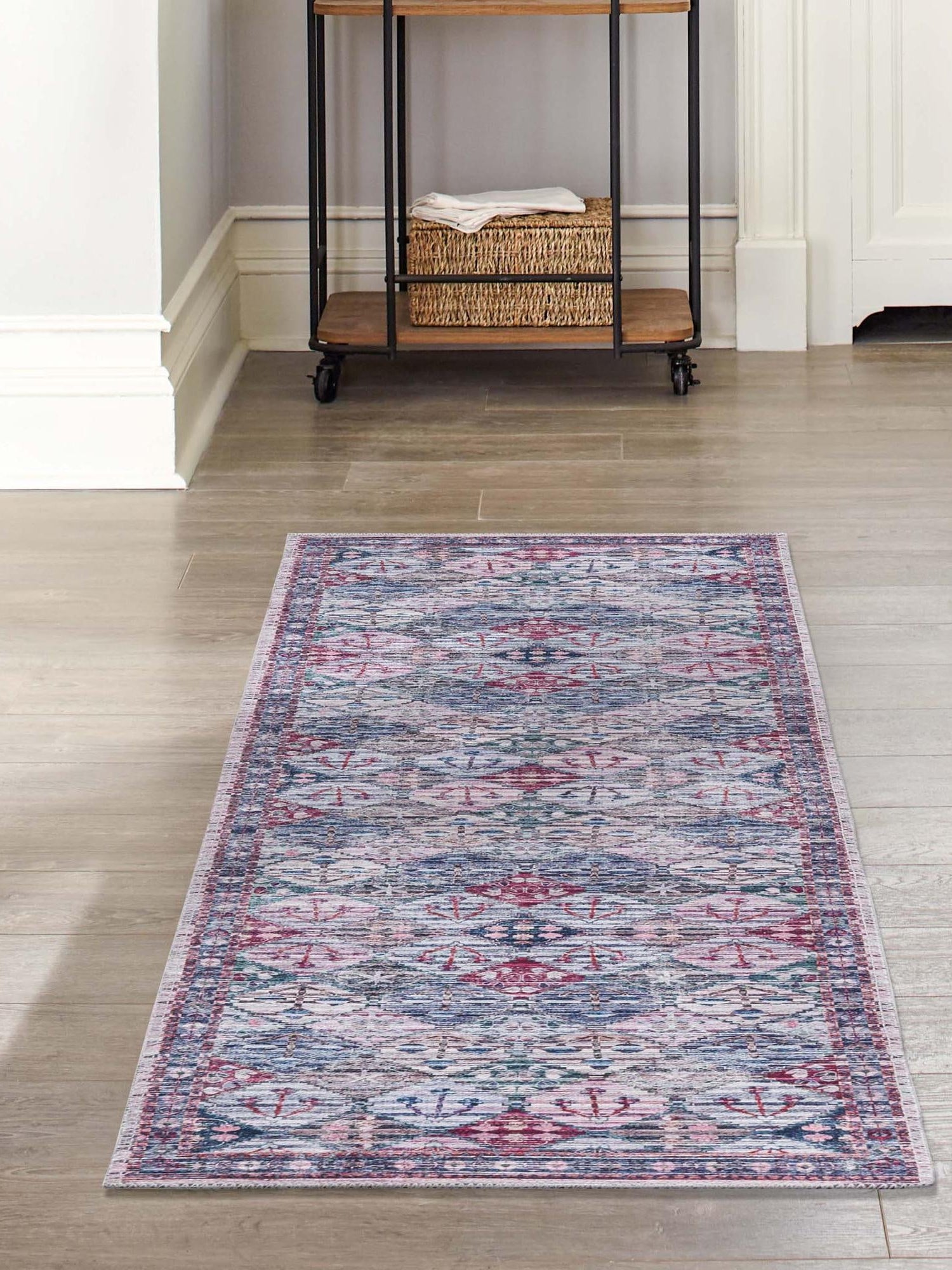 Washable Multicolor 2' x 10' Mangata Runner Area Rug Easy to Clean Stain Resistant & Durable Chenille Traditional Vintage Distressed Carpet for Sale at Rug Engine
