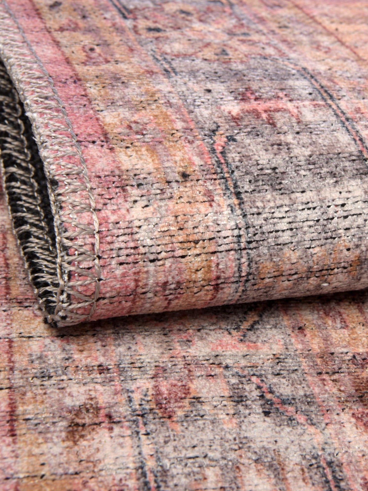 Washable Apricot and pink 10' 6 x 13' Mangata Washable Rectangle Area Rug Easy to Clean Stain Resistant & Durable Chenille Traditional Vintage Distressed Carpet for Sale at Rug Engine