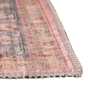 Washable Apricot and pink 3' 11 x 6' Mangata Rectangle Area Rug Easy to Clean Stain Resistant & Durable Chenille Traditional Vintage Distressed Carpet for Sale at Rug Engine