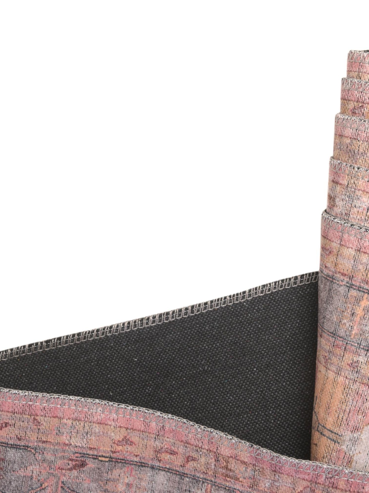 Washable Apricot and pink 5' 3 x 5' 3 Mangata Round Area Rug Easy to Clean Stain Resistant & Durable Chenille Traditional Vintage Distressed Carpet for Sale at Rug Engine