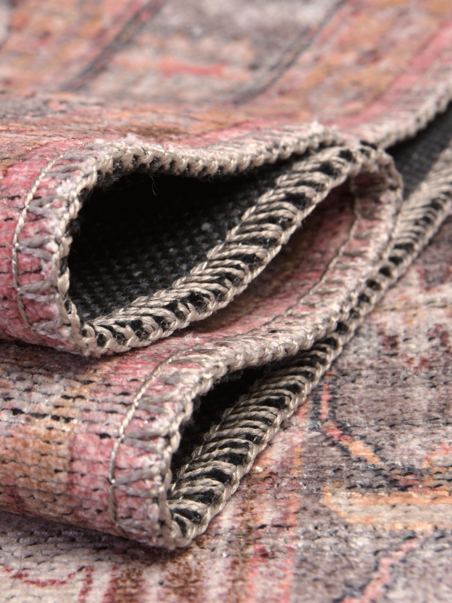 Washable Apricot and pink 5' 3 x 5' 3 Mangata Round Area Rug Easy to Clean Stain Resistant & Durable Chenille Traditional Vintage Distressed Carpet for Sale at Rug Engine
