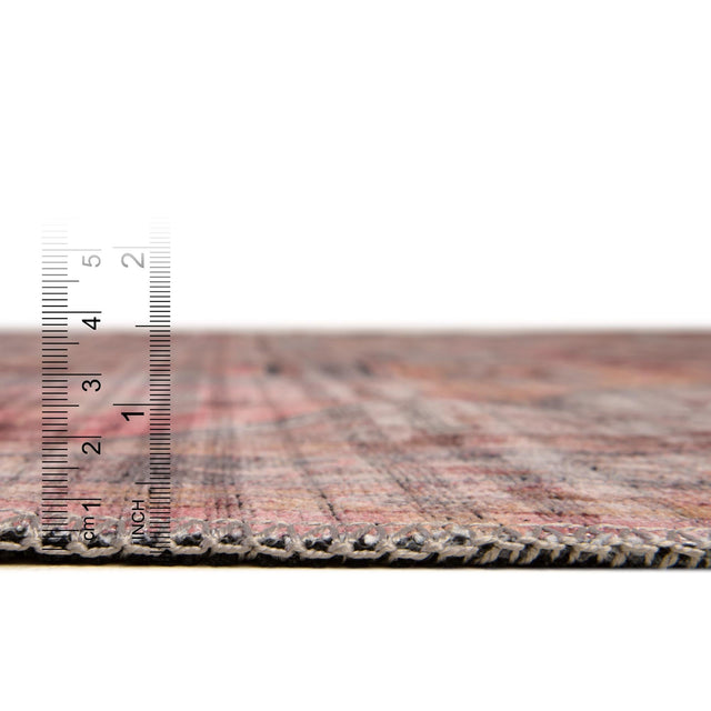 Washable Apricot and pink 2' x 6' Mangata Washable Runner Area Rug Easy to Clean Stain Resistant & Durable Chenille Traditional Vintage Distressed Carpet for Sale at Rug Engine