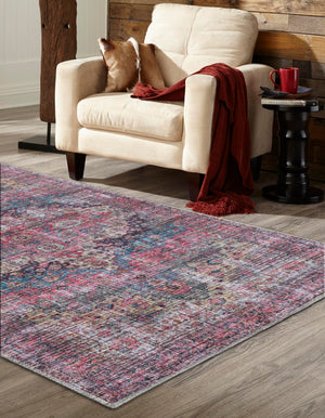 Washable Multicolor 6' x 9' Mangata Washable Rectangle Area Rug Easy to Clean Stain Resistant & Durable Chenille Traditional Vintage Distressed Carpet for Sale at Rug Engine