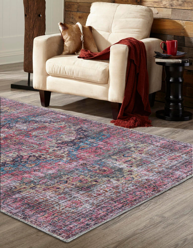 Washable Multicolor 6' x 9' Mangata Washable Rectangle Area Rug Easy to Clean Stain Resistant & Durable Chenille Traditional Vintage Distressed Carpet for Sale at Rug Engine