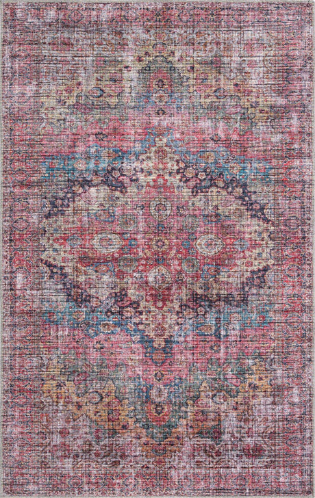 Washable Multicolor 5' 3 x 8' Mangata Rectangle Area Rug Easy to Clean Stain Resistant & Durable Chenille Traditional Vintage Distressed Carpet for Sale at Rug Engine