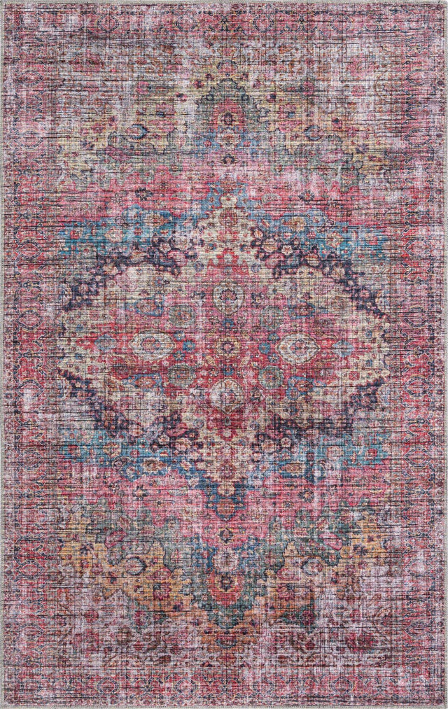 Washable Multicolor 5' 3 x 8' Mangata Rectangle Area Rug Easy to Clean Stain Resistant & Durable Chenille Traditional Vintage Distressed Carpet for Sale at Rug Engine