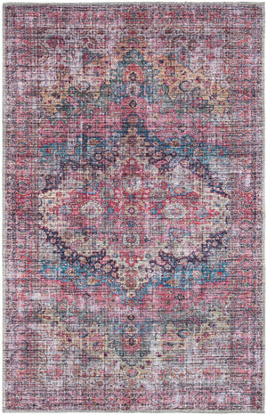 Washable Multicolor 4' x 6' Mangata Washable Rectangle Area Rug Easy to Clean Stain Resistant & Durable Chenille Traditional Vintage Distressed Carpet for Sale at Rug Engine