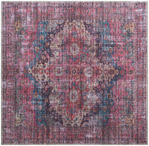 Washable Multicolor 7' 10 x 7' 10 Mangata Square Area Rug Easy to Clean Stain Resistant & Durable Chenille Traditional Vintage Distressed Carpet for Sale at Rug Engine