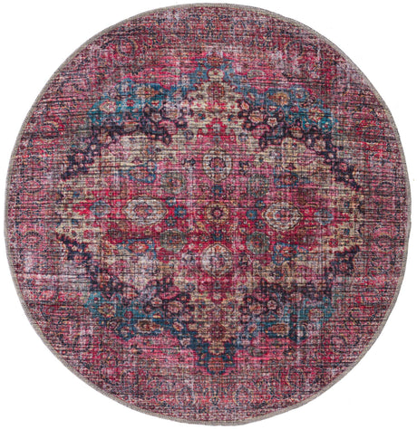 Washable Multicolor 3' 11 x 3' 11 Mangata Round Area Rug Easy to Clean Stain Resistant & Durable Chenille Traditional Vintage Distressed Carpet for Sale at Rug Engine