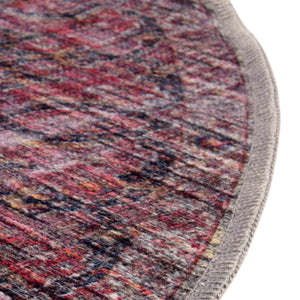 Washable Multicolor 7' 3 x 7' 3 Mangata Round Area Rug Easy to Clean Stain Resistant & Durable Chenille Traditional Vintage Distressed Carpet for Sale at Rug Engine