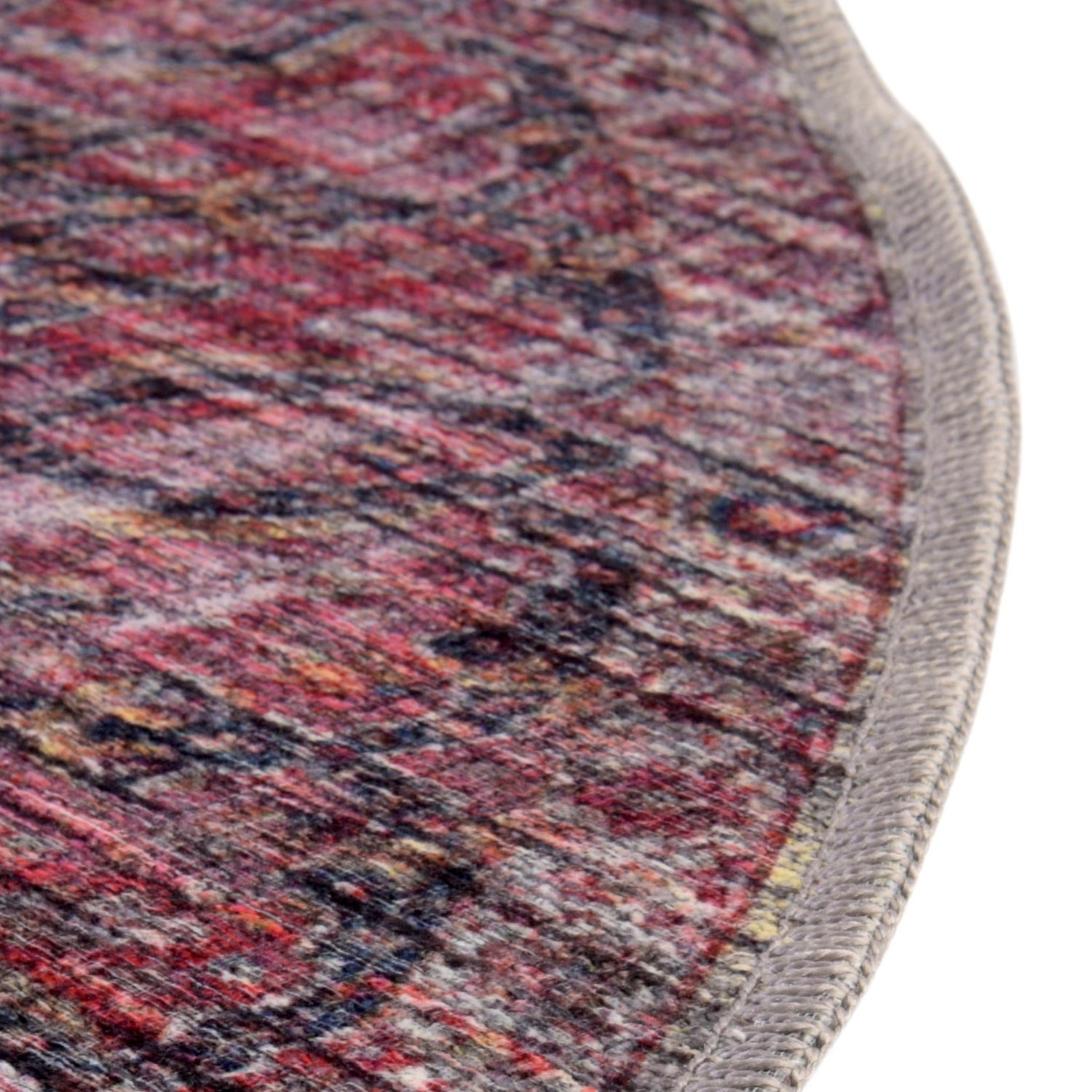 Washable Multicolor 3' 11 x 3' 11 Mangata Round Area Rug Easy to Clean Stain Resistant & Durable Chenille Traditional Vintage Distressed Carpet for Sale at Rug Engine