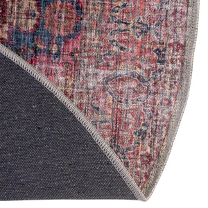 Washable Multicolor 7' 3 x 7' 3 Mangata Round Area Rug Easy to Clean Stain Resistant & Durable Chenille Traditional Vintage Distressed Carpet for Sale at Rug Engine