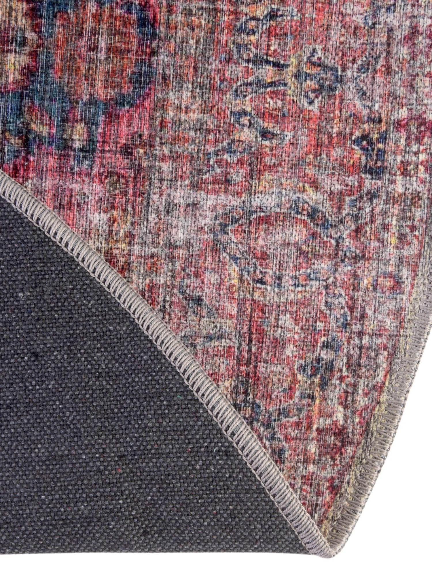 Washable Multicolor 3' 11 x 3' 11 Mangata Round Area Rug Easy to Clean Stain Resistant & Durable Chenille Traditional Vintage Distressed Carpet for Sale at Rug Engine