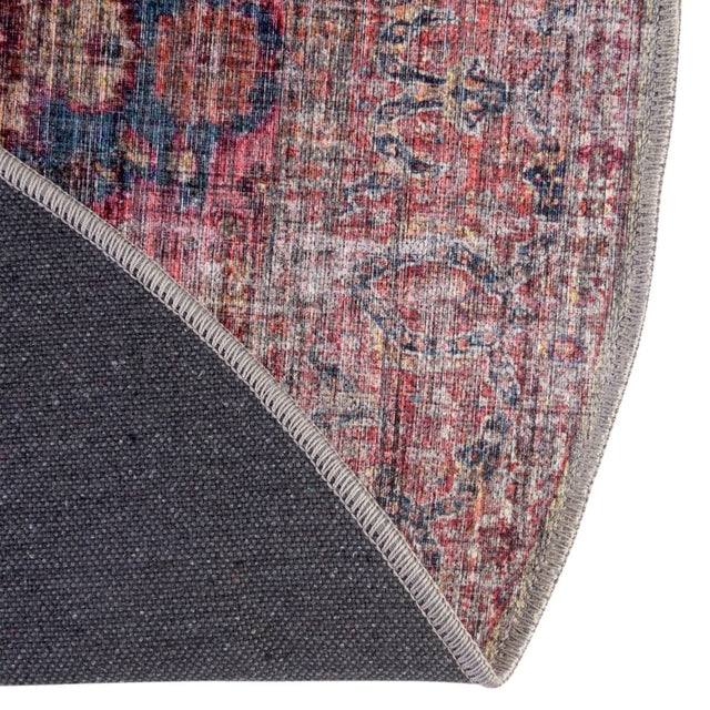 Washable Multicolor 3' 11 x 3' 11 Mangata Round Area Rug Easy to Clean Stain Resistant & Durable Chenille Traditional Vintage Distressed Carpet for Sale at Rug Engine