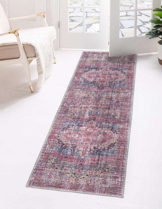 Washable Multicolor 2' 7 x 13' Mangata Runner Area Rug Easy to Clean Stain Resistant & Durable Chenille Traditional Vintage Distressed Carpet for Sale at Rug Engine
