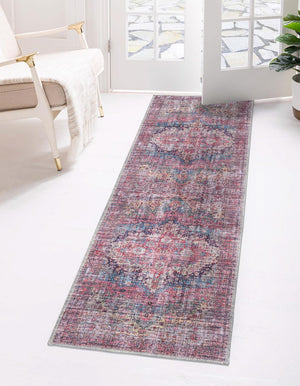 Washable Multicolor 2' x 5' Mangata Runner Area Rug Easy to Clean Stain Resistant & Durable Chenille Traditional Vintage Distressed Carpet for Sale at Rug Engine