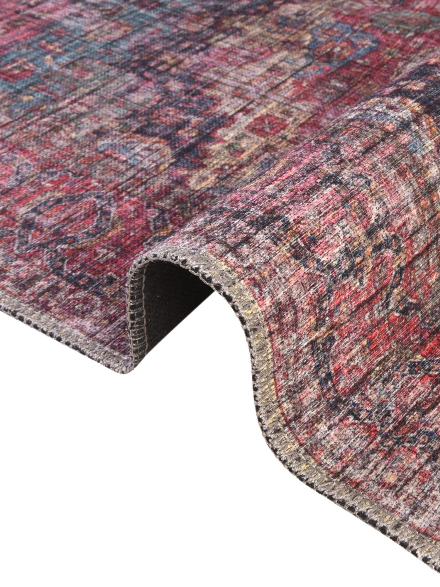 Washable Multicolor 2' x 10' Mangata Runner Area Rug Easy to Clean Stain Resistant & Durable Chenille Traditional Vintage Distressed Carpet for Sale at Rug Engine