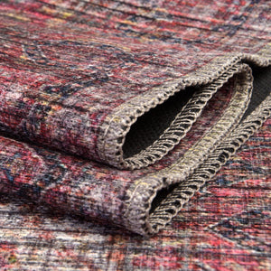 Washable Multicolor 2' x 5' Mangata Runner Area Rug Easy to Clean Stain Resistant & Durable Chenille Traditional Vintage Distressed Carpet for Sale at Rug Engine