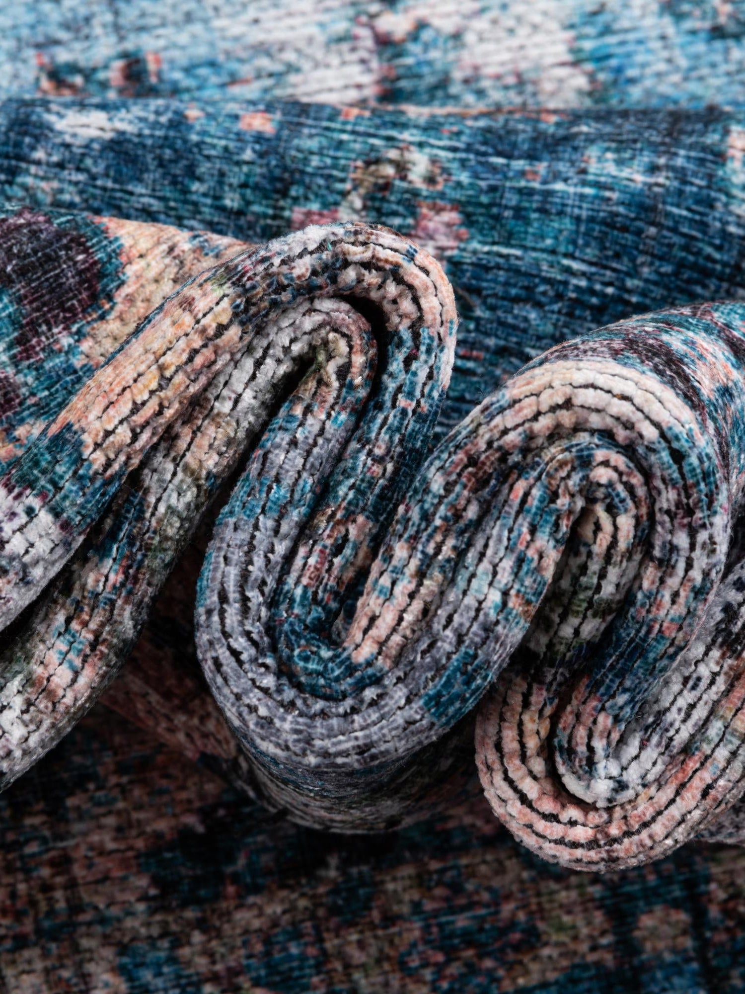 Washable Blue 10' 6 x 13' Mangata Washable Rectangle Area Rug Easy to Clean Stain Resistant & Durable Chenille Traditional Vintage Distressed Carpet for Sale at Rug Engine