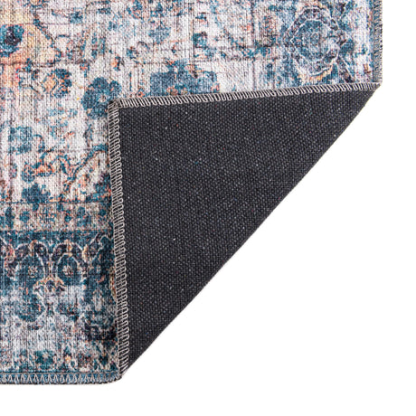 Washable Blue 10' 6 x 13' Mangata Washable Rectangle Area Rug Easy to Clean Stain Resistant & Durable Chenille Traditional Vintage Distressed Carpet for Sale at Rug Engine