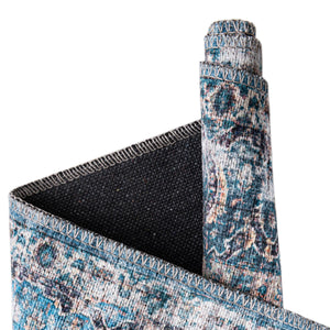 Blue 10' 6 x 13' Mangata Washable Rectangle Rug