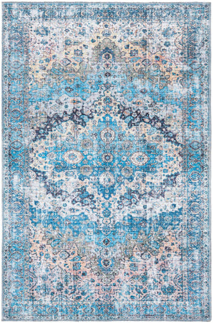 Blue 4' x 6' Mangata Washable Rectangle Rug