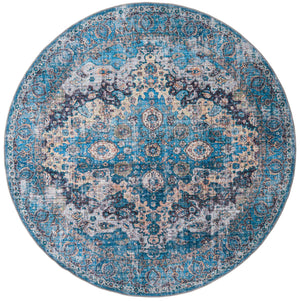 Blue 7' 3 x 7' 3 Mangata Washable Round Rug