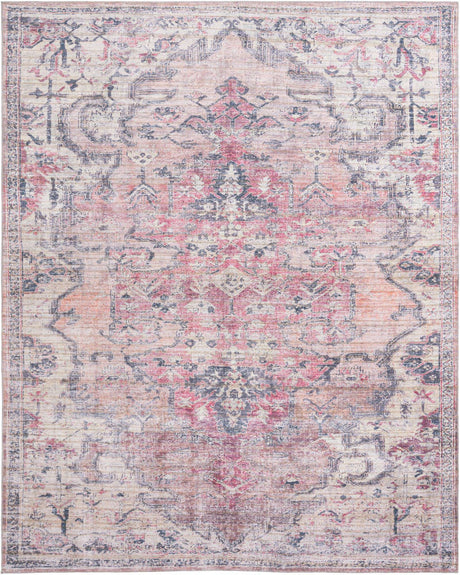 Washable Beige pink 10' 6 x 13' 1 Nostalgia Rectangle Area Rug Easy to Clean Stain Resistant & Durable Polyester Chenille Vintage Distressed Carpet for Sale at Rug Engine