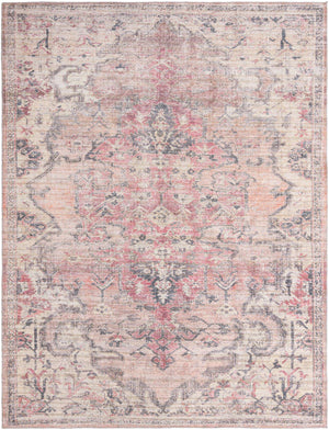 Beige pink 9' 2 x 12' Nostalgia Washable Rectangle Rug