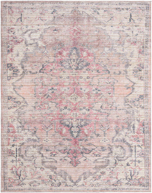 Washable Beige pink 7' 10 x 10' Nostalgia Rectangle Area Rug Easy to Clean Stain Resistant & Durable Polyester Chenille Vintage Distressed Carpet for Sale at Rug Engine