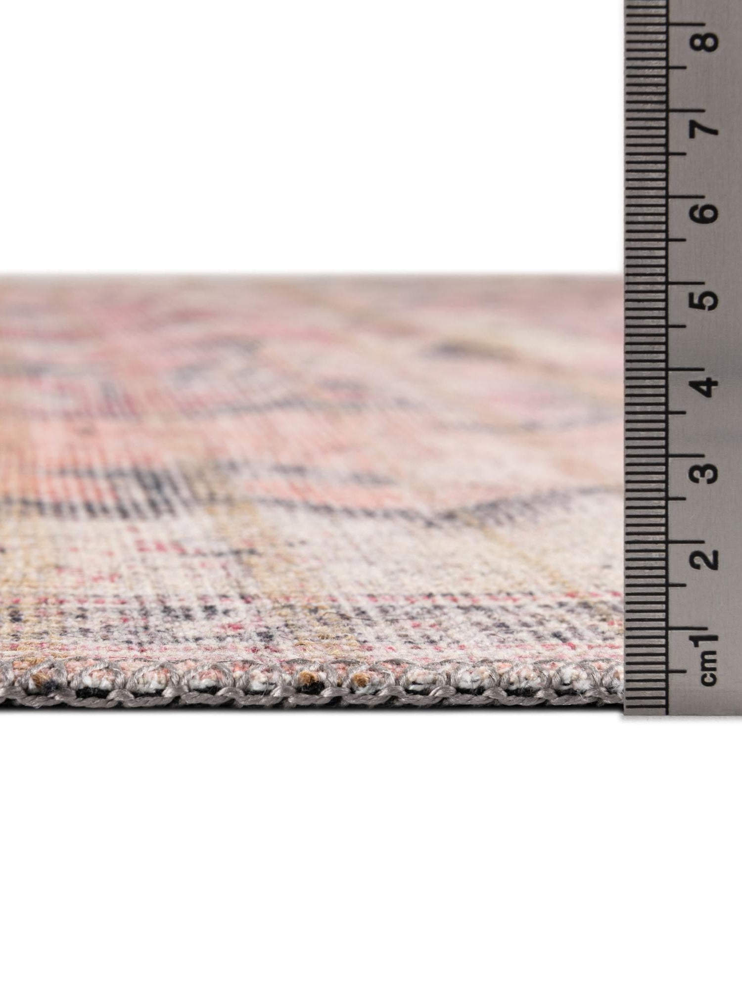 Washable Beige pink 7' 10 x 10' Nostalgia Rectangle Area Rug Easy to Clean Stain Resistant & Durable Polyester Chenille Vintage Distressed Carpet for Sale at Rug Engine