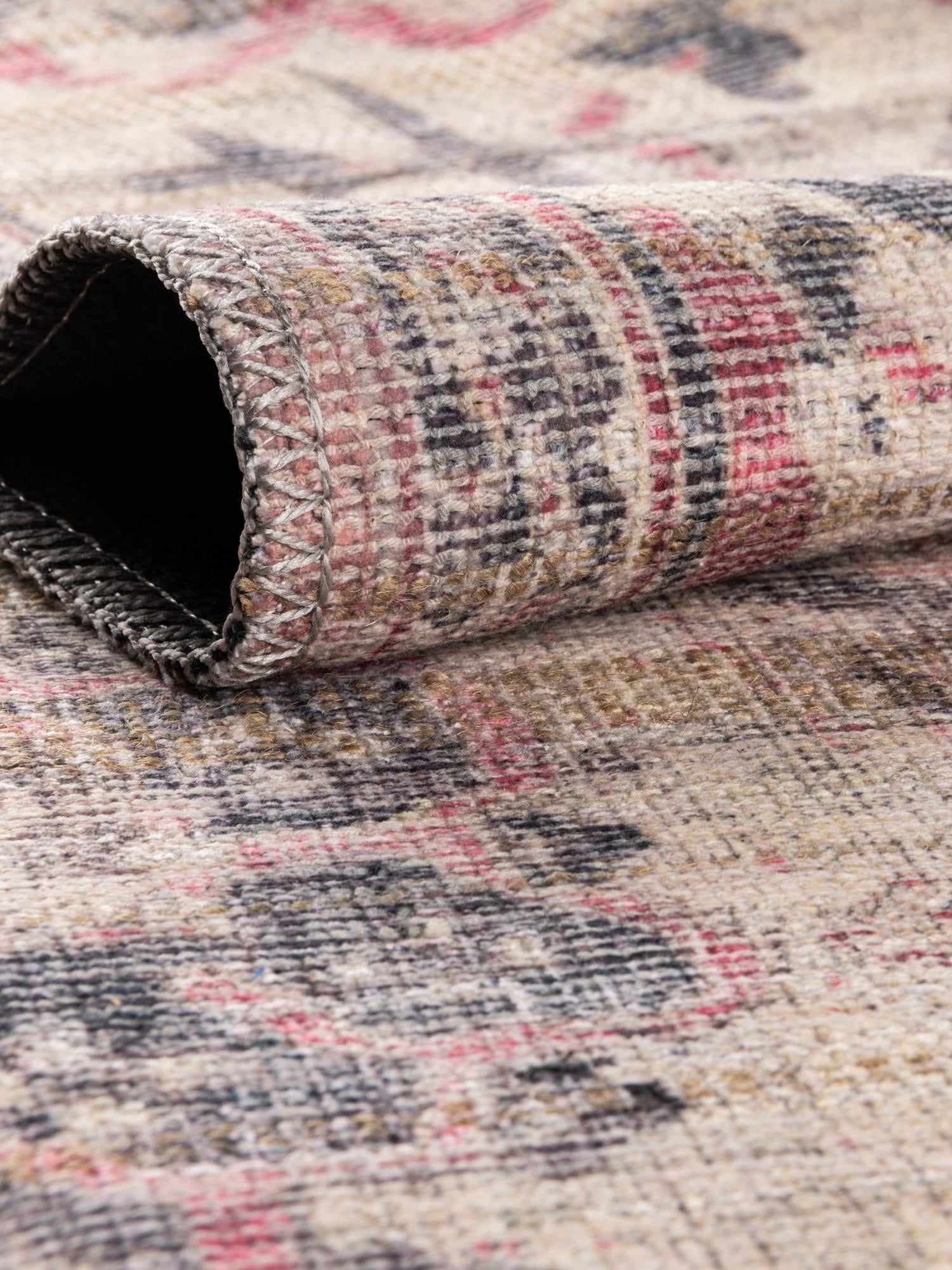 Washable Beige pink 9' 2 x 12' Nostalgia Rectangle Area Rug Easy to Clean Stain Resistant & Durable Polyester Chenille Vintage Distressed Carpet for Sale at Rug Engine