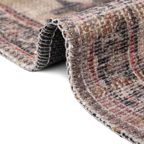 Washable Beige pink 7' 10 x 10' Nostalgia Rectangle Area Rug Easy to Clean Stain Resistant & Durable Polyester Chenille Vintage Distressed Carpet for Sale at Rug Engine