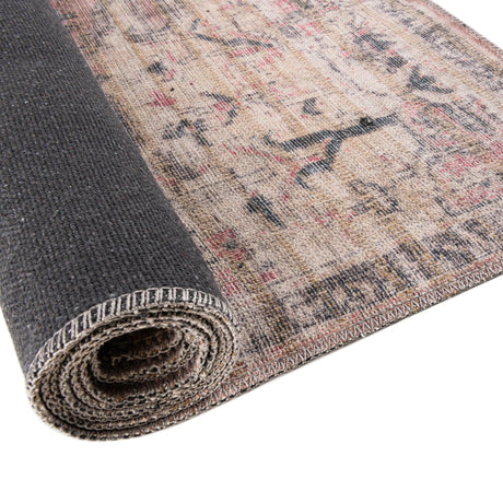 Washable Beige pink 7' 10 x 10' Nostalgia Rectangle Area Rug Easy to Clean Stain Resistant & Durable Polyester Chenille Vintage Distressed Carpet for Sale at Rug Engine