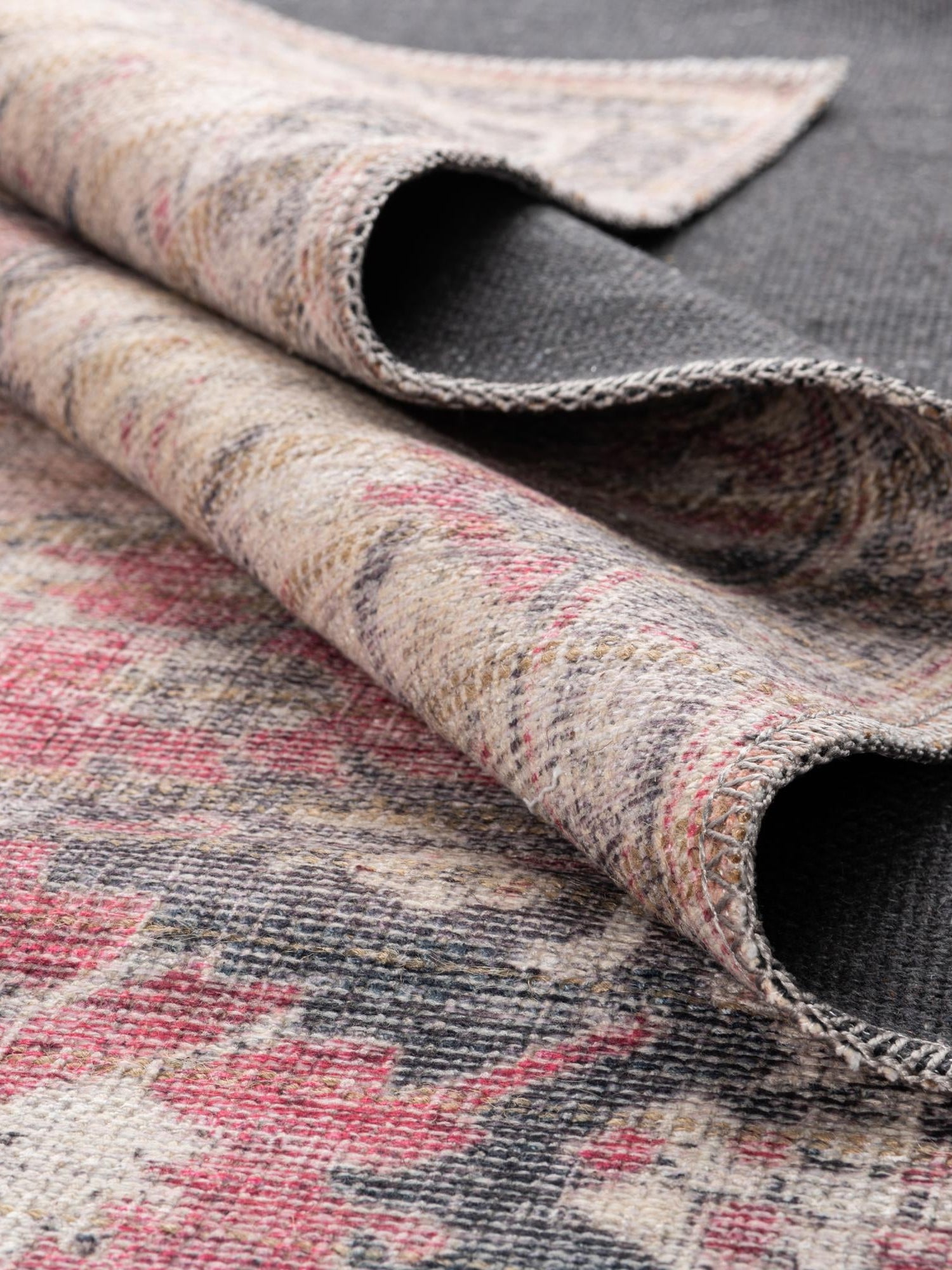 Washable Beige pink 4' 1 x 6' 1 Nostalgia Rectangle Area Rug Easy to Clean Stain Resistant & Durable Polyester Chenille Vintage Distressed Carpet for Sale at Rug Engine