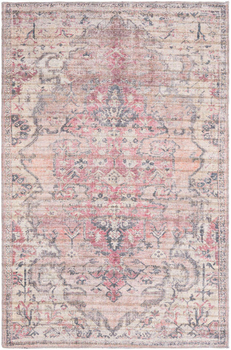 Beige pink 4' x 6' Nostalgia Washable Rectangle Rug