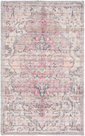 Washable Beige pink 2' x 3' 1 Nostalgia Rectangle Area Rug Easy to Clean Stain Resistant & Durable Polyester Chenille Vintage Distressed Carpet for Sale at Rug Engine