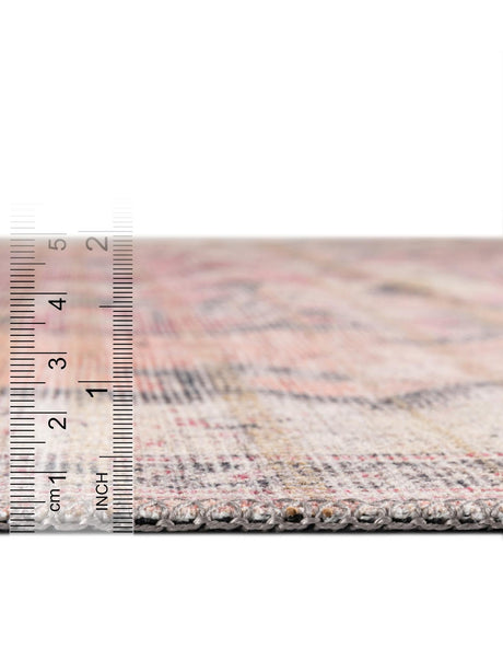 Washable Beige pink 7' 10 x 10' Nostalgia Oval Area Rug Easy to Clean Stain Resistant & Durable Polyester Chenille Vintage Distressed Carpet for Sale at Rug Engine