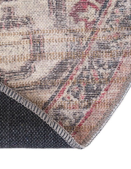 Washable Beige pink 7' 10 x 10' Nostalgia Oval Area Rug Easy to Clean Stain Resistant & Durable Polyester Chenille Vintage Distressed Carpet for Sale at Rug Engine