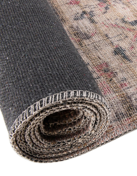 Washable Beige pink 5' 3 x 8' Nostalgia Oval Area Rug Easy to Clean Stain Resistant & Durable Polyester Chenille Vintage Distressed Carpet for Sale at Rug Engine