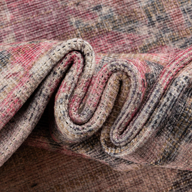 Washable Beige pink 7' 10 x 7' 10 Nostalgia Square Area Rug Easy to Clean Stain Resistant & Durable Polyester Chenille Vintage Distressed Carpet for Sale at Rug Engine
