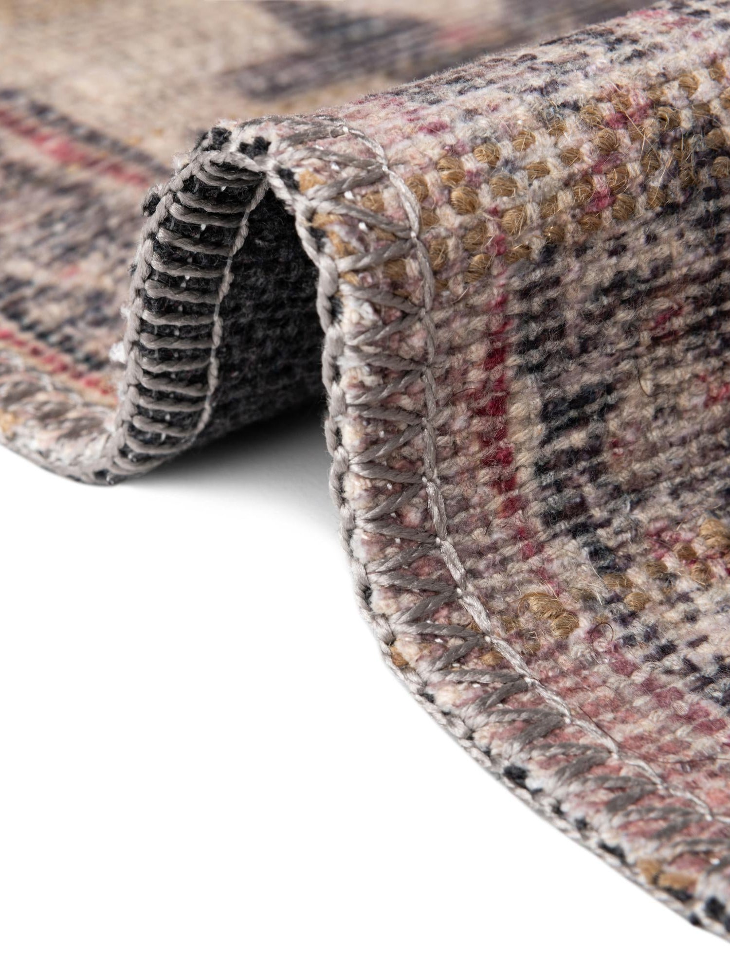 Washable Beige pink 7' 10 x 7' 10 Nostalgia Square Area Rug Easy to Clean Stain Resistant & Durable Polyester Chenille Vintage Distressed Carpet for Sale at Rug Engine