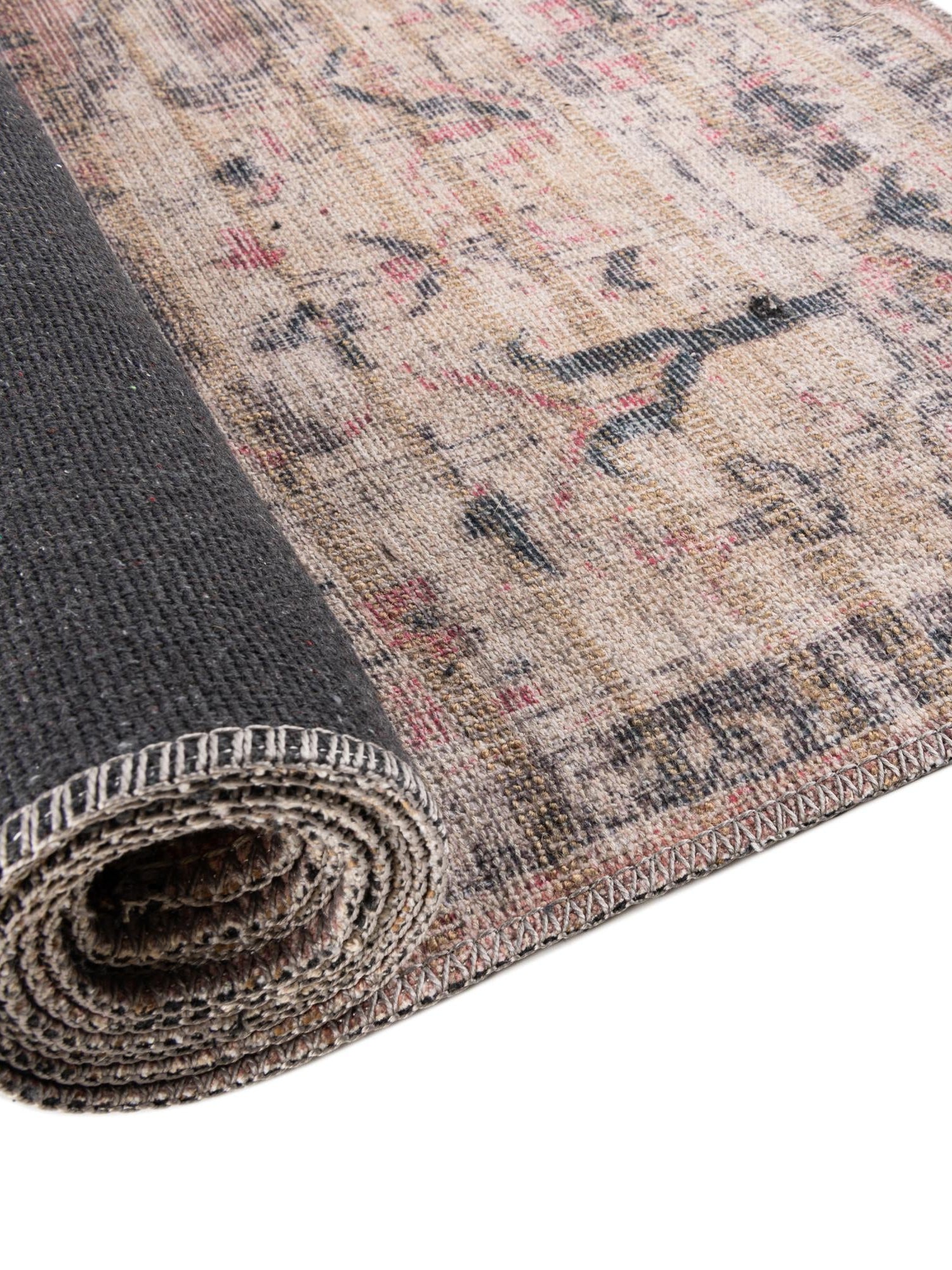 Washable Beige pink 3' 3 x 3' 3 Nostalgia Square Area Rug Easy to Clean Stain Resistant & Durable Polyester Chenille Vintage Distressed Carpet for Sale at Rug Engine