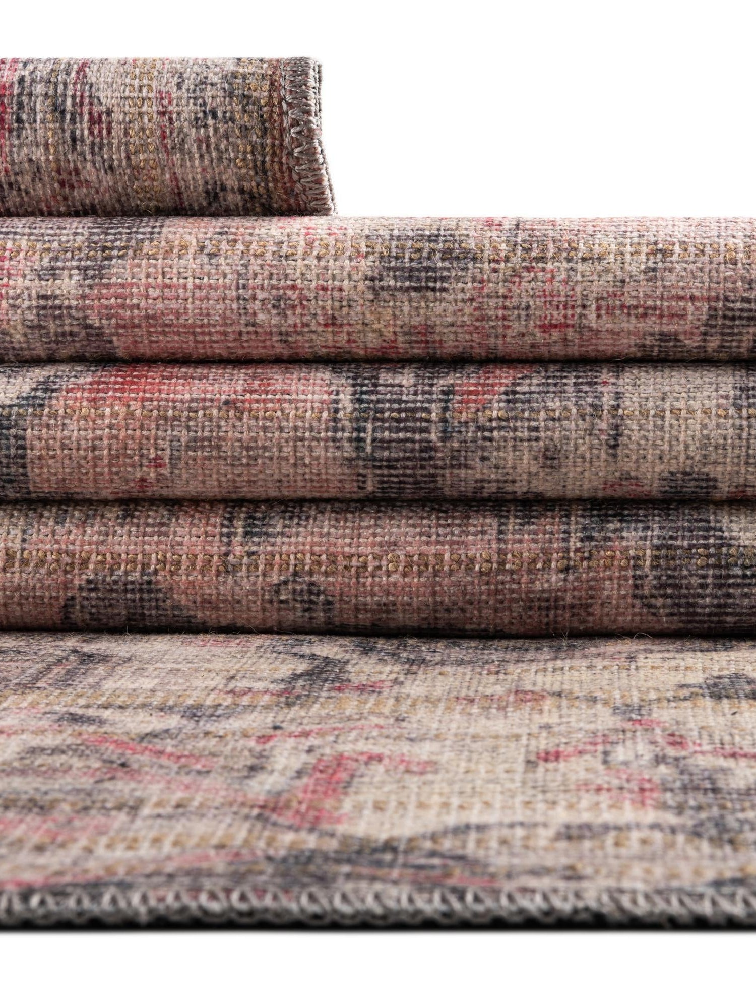 Washable Beige pink 7' 10 x 7' 10 Nostalgia Square Area Rug Easy to Clean Stain Resistant & Durable Polyester Chenille Vintage Distressed Carpet for Sale at Rug Engine