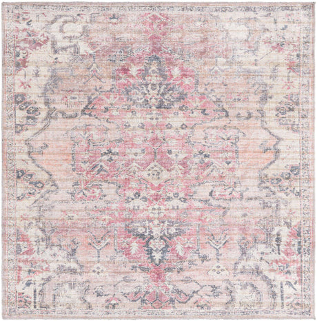 Beige pink 5' 3 x 5' 3 Nostalgia Washable Square Rug
