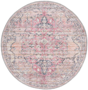 Beige pink 3' 3 x 3' 3 Nostalgia Washable Round Rug