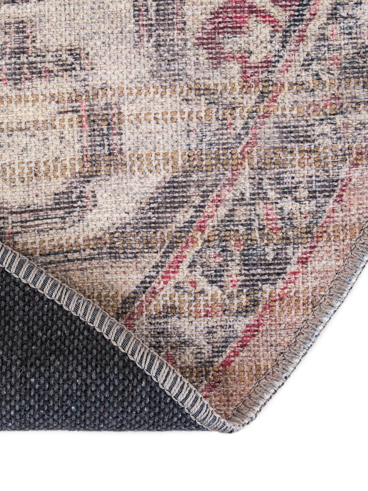 Washable Beige pink 7' 10 x 7' 10 Nostalgia Round Area Rug Easy to Clean Stain Resistant & Durable Polyester Chenille Vintage Distressed Carpet for Sale at Rug Engine