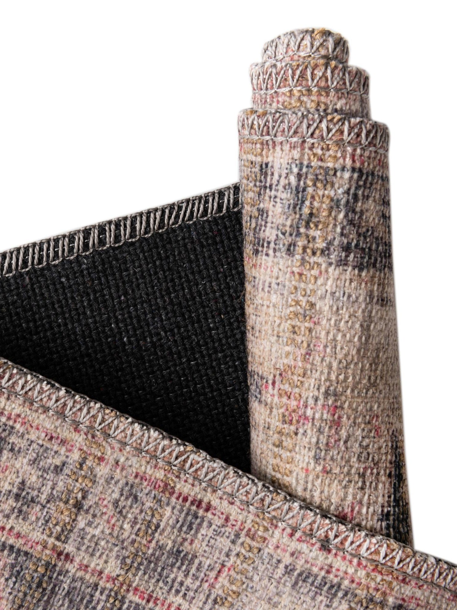 Washable Beige pink 7' 10 x 7' 10 Nostalgia Round Area Rug Easy to Clean Stain Resistant & Durable Polyester Chenille Vintage Distressed Carpet for Sale at Rug Engine