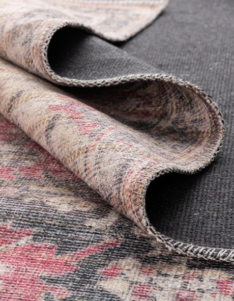 Washable Beige pink 3' 3 x 3' 3 Nostalgia Round Area Rug Easy to Clean Stain Resistant & Durable Polyester Chenille Vintage Distressed Carpet for Sale at Rug Engine